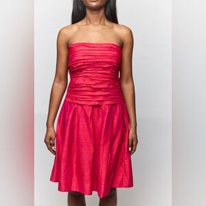 Morgan McFeeters Silk Red Strapless Dress EUC